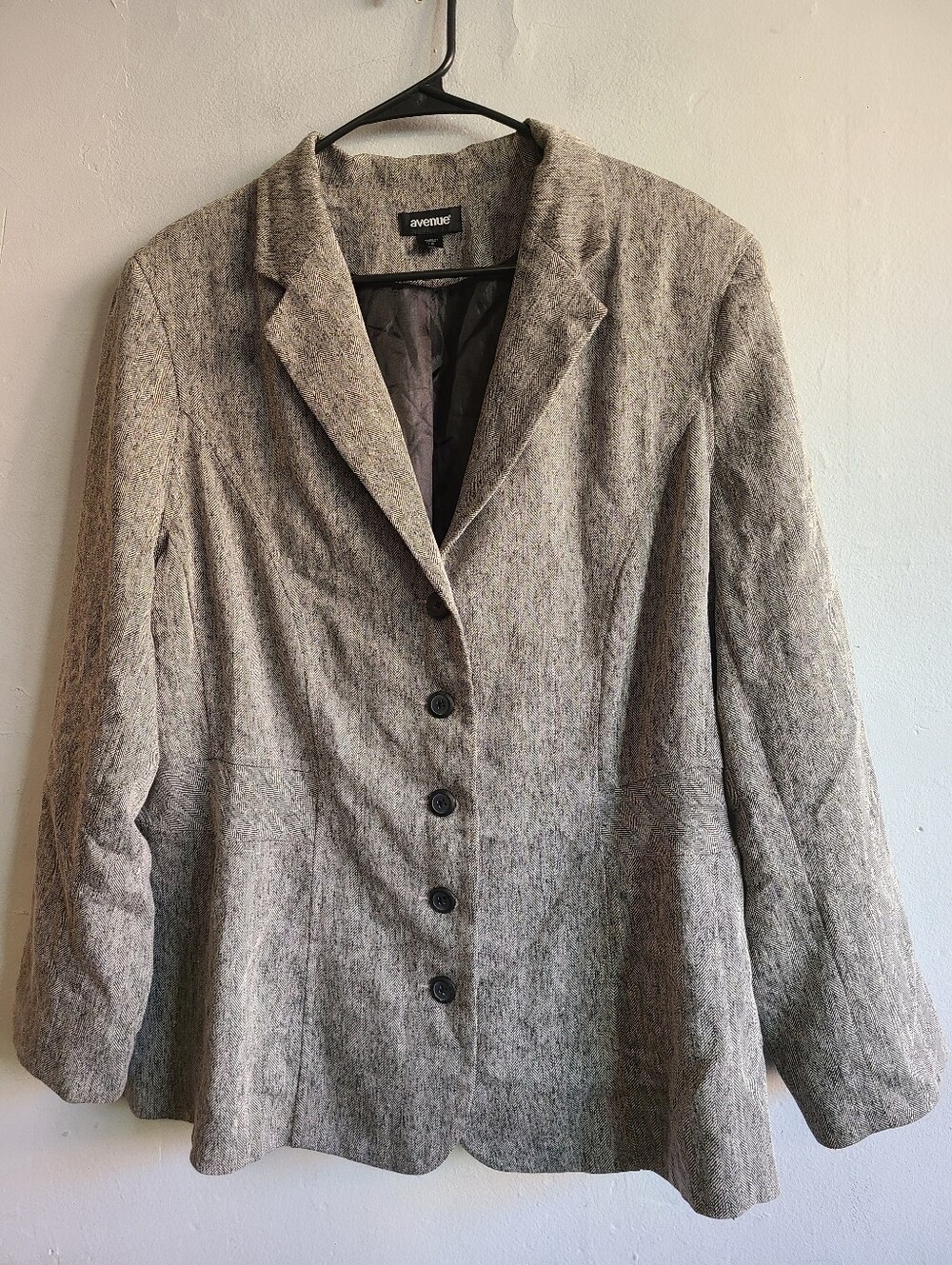 Women's XL 18 Avenue black/gray houndstooth blazer structured jacket